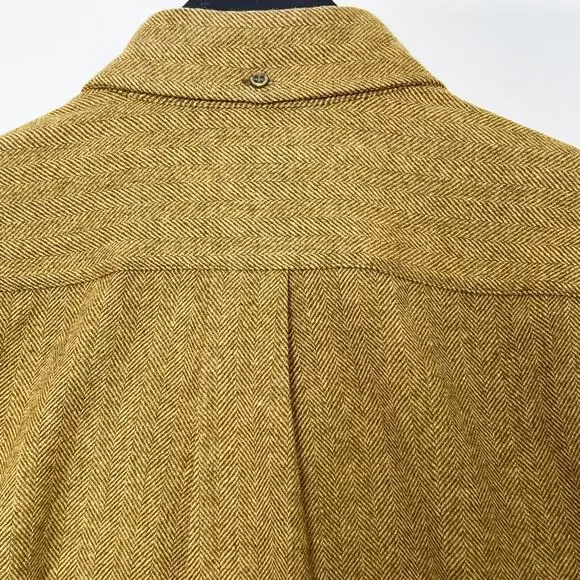 Vintage 1960s Pendleton Wool Button Down Shirt Mustard Brown Mens M - Picture 4 of 9